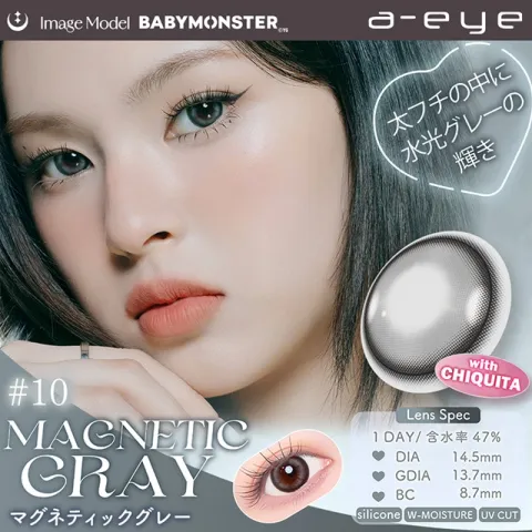 1day Refrear 실리콘하이드로겔 a-eye 에이아이 마그네틱그레이(1박스 10개들이) (Refrear) 그레이 컬러렌즈