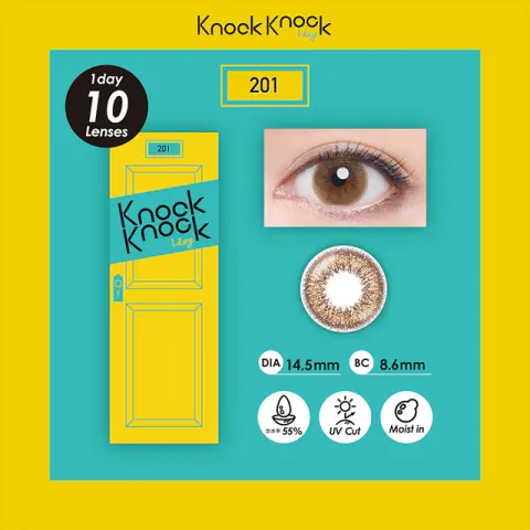 Knock knock 원데이 201라이트브라운 (1박스 10개들이) - KNOCK KNOCK 일본 컬러렌즈