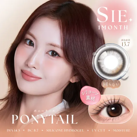 SIE 씨 실리콘하이드로겔 1month 포니테일(1박스 2개들이) (SIE) 그레이 컬러렌즈