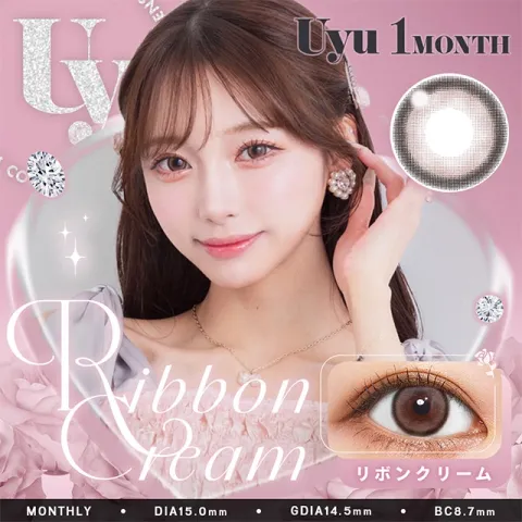 Uyu 우유 1month 리본크림(1박스 2개들이) 일본 컬러렌즈