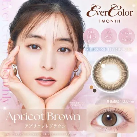 EVERCOLOR 에버컬러 1month 애프리콧브라운(1박스 2개들이) 일본 컬러렌즈
