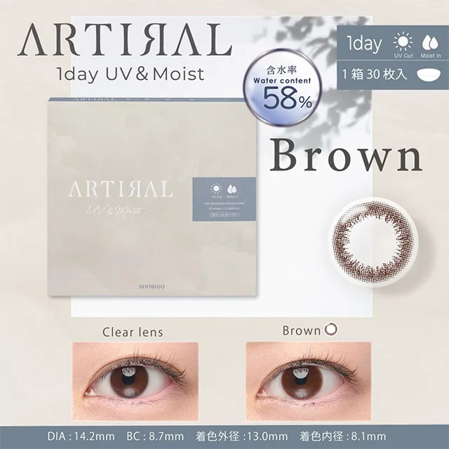 ARTIRAL 아티랄UV모이스트 58 1day 브라운(1박스 30개들이) (ARTIRAL) 제품 1번째 사진