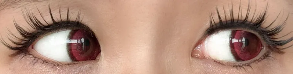 Honey Kiss 원데이 / 원먼스 15.0mm 츄룽캔디레드 렌즈착용 이미지