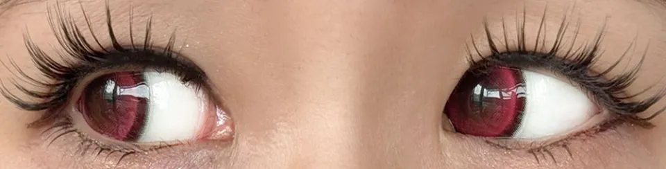 Honey Kiss 원데이 / 원먼스 15.0mm 츄룽캔디레드 렌즈착용 이미지