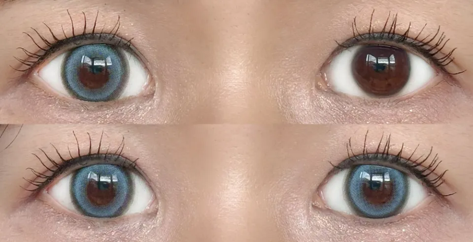 Honey Kiss 원데이 14.5mm 츄룽슈가블루 렌즈착용 이미지