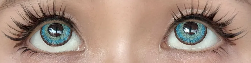 Teamo 티아모 원데이 고발색타입 14.2mm 시엘블루 렌즈착용 이미지