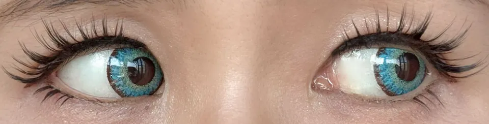 Teamo 티아모 원데이 고발색타입 14.2mm 시엘블루 렌즈착용 이미지