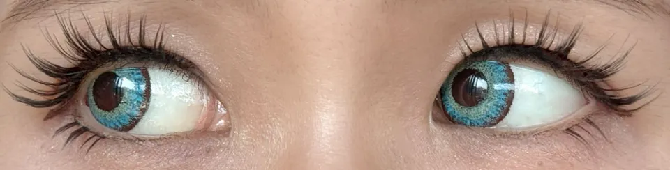 Teamo 티아모 원데이 고발색타입 14.2mm 시엘블루 렌즈착용 이미지