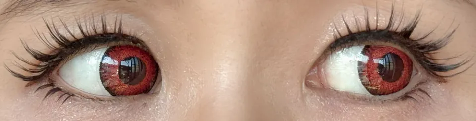 Teamo 티아모 원데이 고발색타입 14.2mm 플란메레드 렌즈착용 이미지