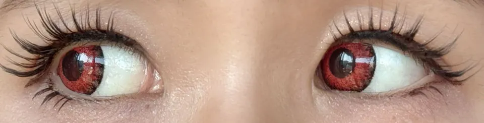 Teamo 티아모 원데이 고발색타입 14.2mm 플란메레드 렌즈착용 이미지